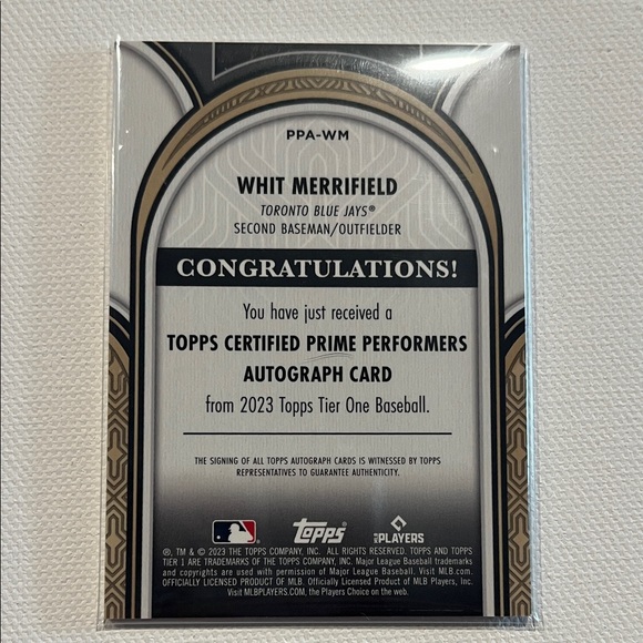 2023 Topps Tier One Prime Performers Whit Merrifield 120/199 Autograph #PPA-WM - Picture 3 of 3